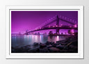 Cuadro enmarcado blanco ciudad san francisco, tonos morados