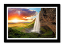 Cuadro enmarcado negro Paisaje Cascada Atardecer,naturaleza