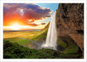 Lámina Paisaje Cascada Atardecer,naturaleza