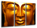Tríptico buda oriental ,dorado, cara, relajacion ,meditacion ,zen