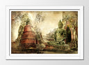 Cuadro enmarcado blanco buda oriental ,paisaje vintage, relajacion ,meditacion,zen