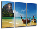 Tríptico barca en la playa, tropical, mar