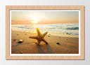 Cuadro enmarcado natural estrella de mar, playa, atardecer