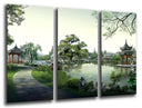 Tríptico Paisaje Naturaleza Lago Pagoda China