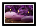 Cuadro enmarcado negro oriental, morado, velas ,relajacion, meditacion, zen