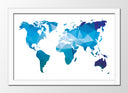 Cuadro enmarcado blanco mapamundi, colores azules