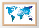 Cuadro enmarcado natural mapamundi, colores azules