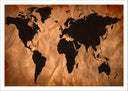 Lámina mapamundi, tonos marron y negro
