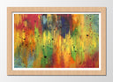 Cuadro enmarcado natural abstracto colores verdes, rojo, amarillo