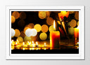 Cuadro enmarcado blanco oriental, velas, relajacion, spa, zen, meditacion
