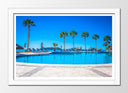 Cuadro enmarcado blanco paisaje vacaciones, piscina, sol, tropical
