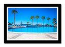 Cuadro enmarcado negro paisaje vacaciones, piscina, sol, tropical