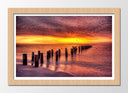 Cuadro enmarcado natural paisaje playa, atardecer, tonos calidos