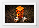 Cuadro enmarcado blanco dados, poker