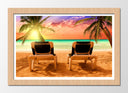 Cuadro enmarcado natural playa tropical, hamacas,vacaciones, relax