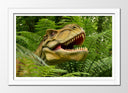 Cuadro enmarcado blanco Infantil Dinosaurios T-Rex