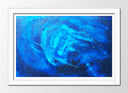 Cuadro enmarcado blanco abstracto en tonos azules, frio