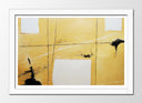 Cuadro enmarcado blanco abstracto en tonos amarillos