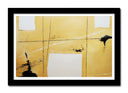 Cuadro enmarcado negro abstracto en tonos amarillos