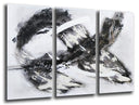 Tríptico abstracto, trazos en negro imitacion carboncillo