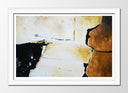 Cuadro enmarcado blanco abstracto colores tierra, predomina marron