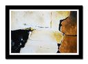 Cuadro enmarcado negro abstracto colores tierra, predomina marron