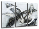 Tríptico abstracto, trazos negro imitan carboncillo