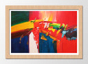 Cuadro enmarcado natural abstracto, colores llamativos, tonos rojos