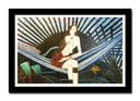 Cuadro enmarcado negro abstracto, mujer en hamaca
