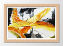 Cuadro enmarcado natural abstracto, colores vivos amarillo con negro