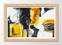 Cuadro enmarcado natural abstracto, colores vivos amarillo con negro