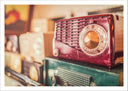 Lámina radio retro, color fuccsia, vintage, musica