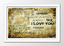 Cuadro enmarcado blanco Carta Letras Vintage, Amor