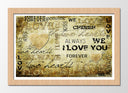 Cuadro enmarcado natural Carta Letras Vintage, Amor