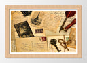 Cuadro enmarcado natural Carta Letras Vintage, Llave, amor