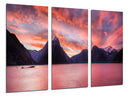 Tríptico Paisaje Naturaleza Lago Barca