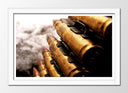 Cuadro enmarcado blanco balas, guerra, armas, vintage