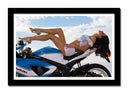 Cuadro enmarcado negro Moto Chica Sexy