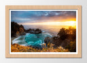 Cuadro enmarcado natural paisaje playa, acantilado, atardecer