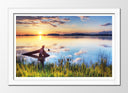 Cuadro enmarcado blanco Paisaje Naturaleza Lago Laguna Atardecer