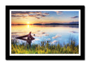 Cuadro enmarcado negro Paisaje Naturaleza Lago Laguna Atardecer