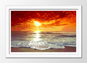 Cuadro enmarcado blanco paisaje playa, atardeder,colores calidos