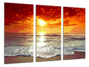 Tríptico paisaje playa, atardeder,colores calidos