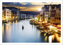 Lámina Cuidad de Venecia, Noche, gondola