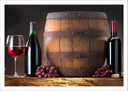 Lámina bodegon vino con barril