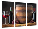 Tríptico bodegon vino con barril