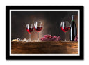Cuadro enmarcado negro bodegon copas de vino tinto
