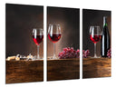 Tríptico bodegon copas de vino tinto