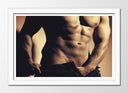 Cuadro enmarcado blanco torso de hombre desnudo color sepia