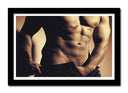 Cuadro enmarcado negro torso de hombre desnudo color sepia